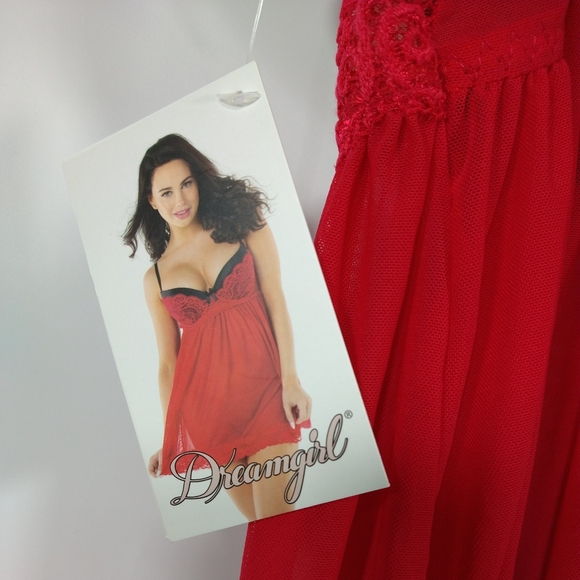 Womens Babydoll Lingerie Size Large Red Dreamgirl - Picture 11 of 11